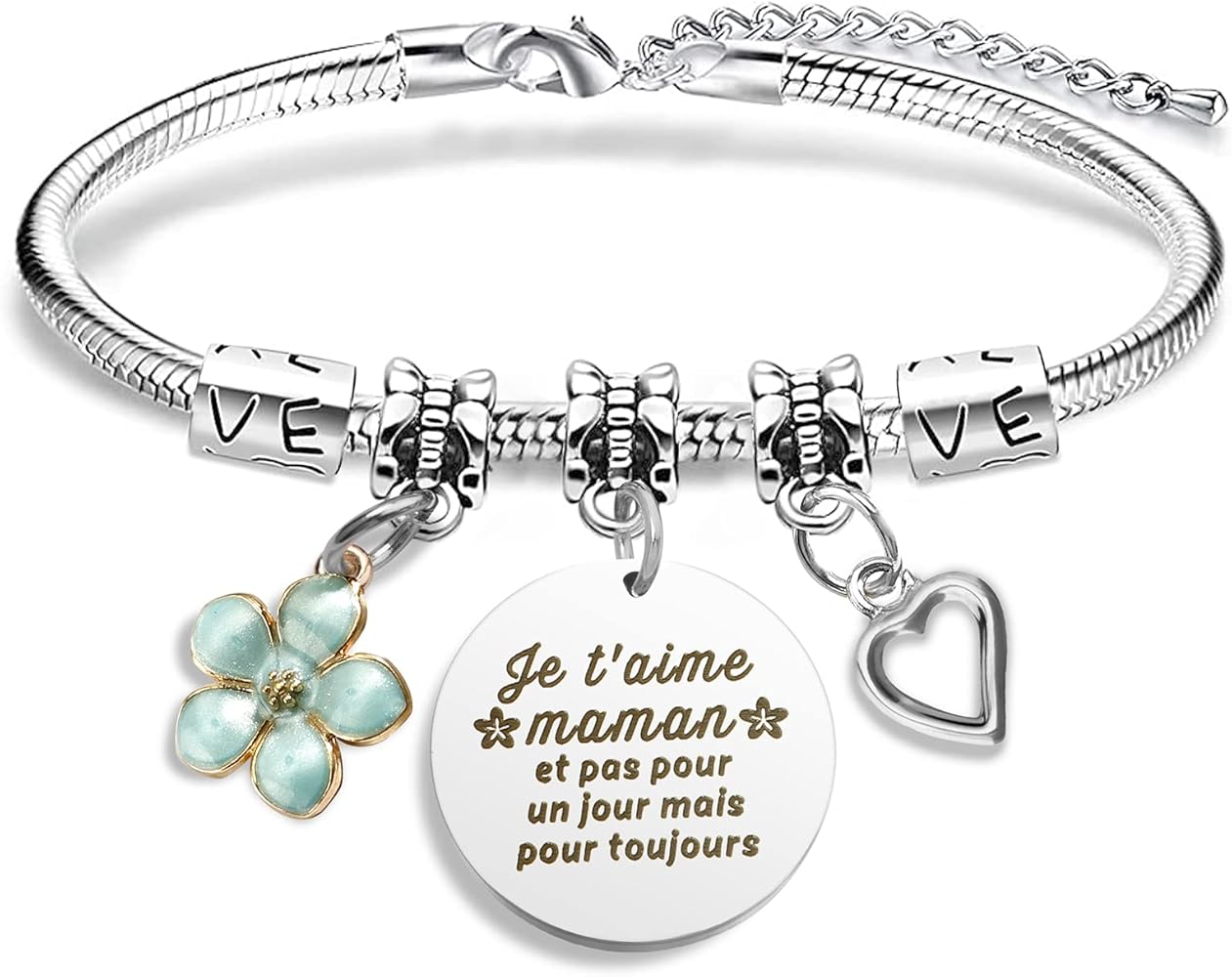 LKJHGF Maman Femmes Bracelets Cadeaux Maman Cadeau de fête des Mères Bracelet Maman Bijoux Bracelet Mère Cadeau d'anniversaire Maman d'amour