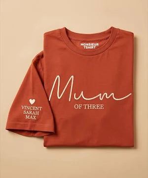T-SHIRT FEMME MUM OF ET PRÉNOMS BRODÉ PERSONNALISÉ