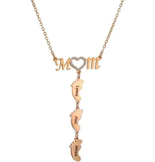 My Little Necklace Collier Maman Pieds de Bébé – Prénoms Gravés