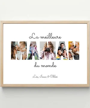 Affiche personnalisée - Meilleure maman du monde / Sans cadre / 24x18cm / Cadeau personnalisé maman et décoration murale