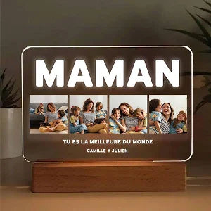 Lampe Maman avec 4 photos personnalisée - Cadeaux personnalisés pour la fête des Mères - Idées de cadeaux originaux pour maman