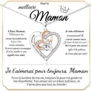 Lwkeay Cadeau maman - Cadeau fete des meres - Collier Bracelet maman en argent sterling 925 pendentif mère bijoux cadeaux maman (Moderne)