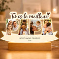 UNIGIFT Cadeau Fete des Peres Personnalisé, Cadre Photo Papa Personnalisé, Idée Cadeaux Fête des Pères, Cadre Photo Fete des Pères avec Veilleuse,