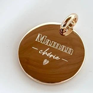 Pendentif médaillon "Maman chérie" plaqué