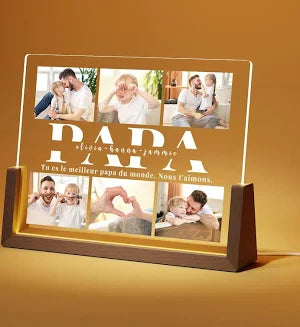 LUCKOR Cadeau Papa Personnalisé Cadre Photo - Cadeau Fete des Peres - Papa Cadeaux de Noël et Anniversaire Personnalisé - Cadeaux Pere Original -