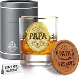 CROWNLY CRYSTAL Cadeau Anniversaire Papa Verre à Whisky Personnalisé Idée Cadeau Homme Fête des Pères Original