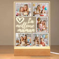 ABirdon Cadeaux Personnalisés pour Maman de la Fille ou du Fils,Cadre Photo Personnalisé et Lampe de Nuit en Noyer Anniversaire, Noël et Fête des