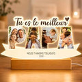 UNIGIFT Cadeau Fete des Peres Personnalisé, Cadre Photo Papa Personnalisé | avec Veilleuse | Cadeau Papa pour Meilleur Il du Monde | Idée Cadeaux Fête