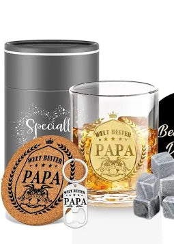 CSGoods - Verres À Whisky Gravés Pour Le Meilleur Papa - Cadeau Personnalisé Vaderdag - Convient Également Pour Les Anniversaires Et Noël - Coffret...