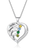 Custom4U Collier Personnalisé pour Femme 1-5 Prénom Gravures Pierre de Naissance Pendentif Infini/Cœur Collier Maman Cadeau Personnalisé pour Fête des