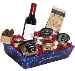 COLIS GOURMANDS Panier Garni Coffret Gourmand Joséphine à Offrir pour Cadeau Fête des Mères, Fête des Pères, Anniversaire, Noël, Retraite avec Vin