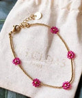 Bracelet marguerites Fuschia - acier inoxydable - Idée Cadeau Maman - fête des mères - Idée Cadeau Femme