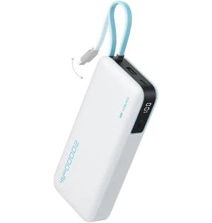 CUKTECH 45W Batterie Externe 20000mAh Power Bank Batterie Externe Charge Rapide avec Cable Intégré USB C