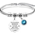 VGWON Cadeau de fête des mères, Bracelet à Breloques pour Maman, Acier Inoxydable 316L avec Texte Gravé au Laser, Bijou Original pour Maman, Cadeau de