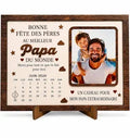 AHEZQILU Cadre Photo Fete Des Peres En Bois Avec Calendrier 2026, Cadeau Fete Des Peres Personnalisé Original Pour Le Meilleur Papa, Cadeau Fete Des