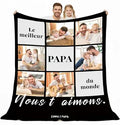 Cadeau Papa Personnalisés - 100% Flanelle Plaid Personnalisé Photo & Texte | Plaid Papa avec Enfant Photo • Papa Cadeau de Noel, Fete des Peres et