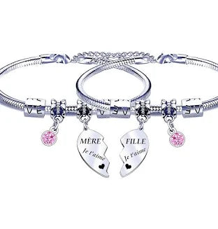 FGHJK Cadeau Fete des Meres Cadeau Maman Fille Bracelet Maman Fille Cadeau Anniversaire Maman Fille Cadeau Maman Fille Original Bracelet Femme Cadeau