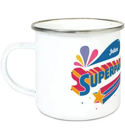 Tasse émaillée Super papa personnalisé prénom