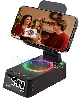 Cadeau Homme Enceinte Bluetooth Réveil Support Téléphone Bureau Pliable,Machine à Bruit Blanc, 20 Sons Apaisants,Idee Original Utile Cadeau