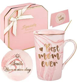 Meilleure maman de tous les temps, cadeaux d'anniversaire pour maman, coffret cadeau rose amusant, cadeaux pour la fête des mères, céramique, marbr...