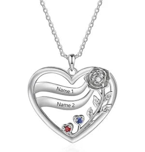 Cadeau personnalisé Maman Collier personnalisé avec pendentif cœur et pierre de naissance