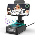 Cadeau Homme, Enceinte Bluetooth 5-en-1, Réveil, Charge Sans Fil et Support | Support Pliable pour Téléphone Bureau,Idée Noël Cadeau Homme