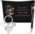 Hestya Ensemble de 3 Pcs Cadeau Fête des Mères Cadeau Anniversaire Maman Pochette Porte-Clés Stylo à Bille pour Remerciement Maman pour Fête des Mères