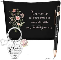 Hestya Ensemble de 3 Pcs Cadeau Fête des Mères Cadeau Anniversaire Maman Pochette Porte-Clés Stylo à Bille pour Remerciement Maman pour Fête des Mères