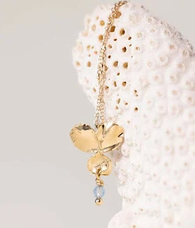 Collier Fleur Pensée De Naissance Aigue-Marine